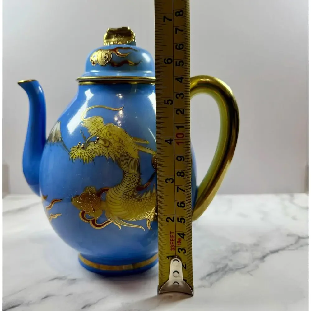Vintage Japanese Dragonware Teapot - Blue Moriage Raised Dragon Porcelain